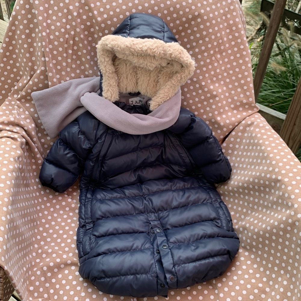Doudoune One Piece Infant Snowsuit Bunting, Midnight Blue/Black